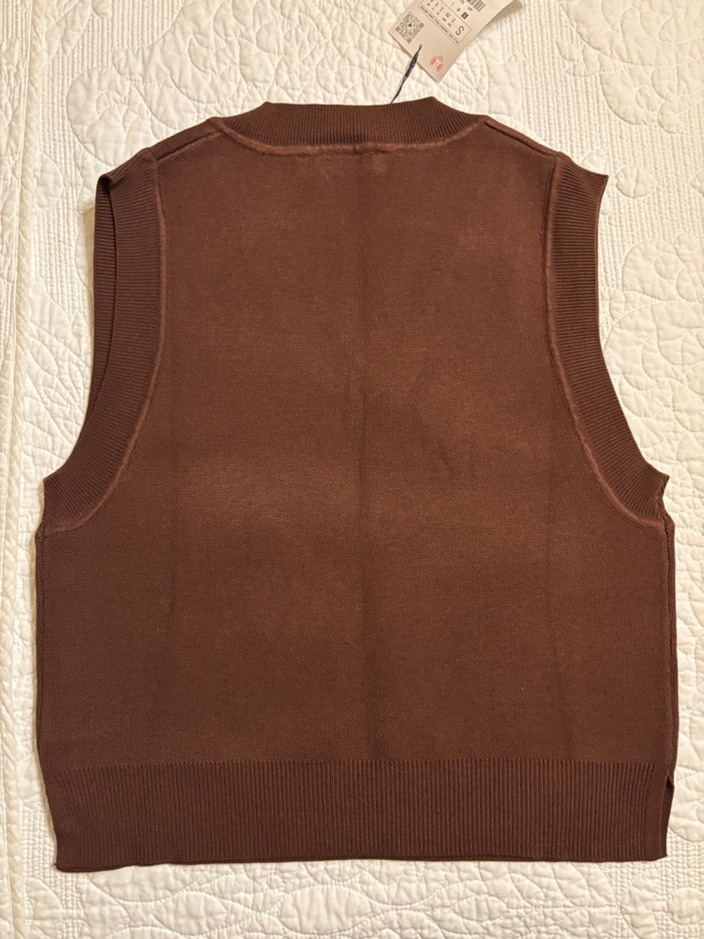ZARA Chestnut Brown V-Neck Knit Vest - Picture 2 of 3